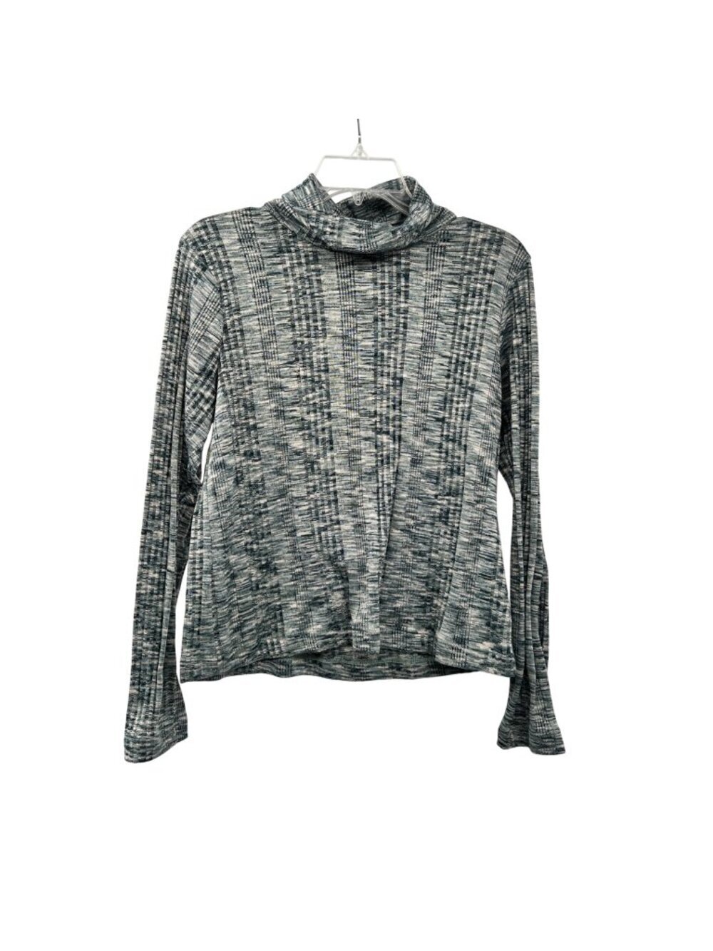 Knox Rose Womens Turtleneck Top Teal/Multi Print Long Sleeve Size Large